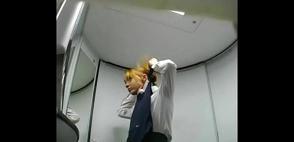 Grannies pee in the toilet of the train